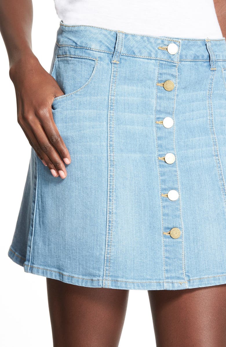Jolt Button Front Denim Skirt, Alternate, color, 