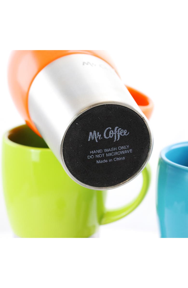 MR COFFEE Traverse 3 Piece 16 Ounce Stainless Steel and Ceramic Travel Mug and Lid, Alternate, color, Blue