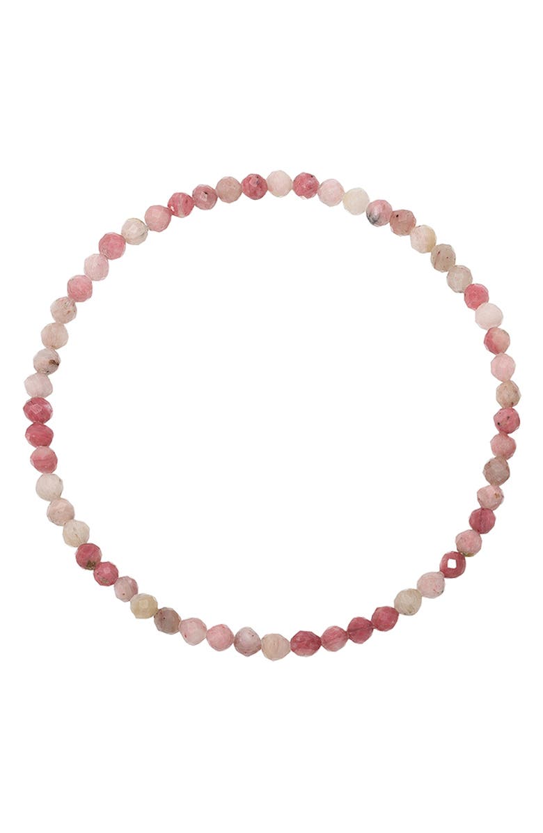 Zoe Lev Rhodochrosite Stretch Beaded Bracelet, Main, color, Pink
