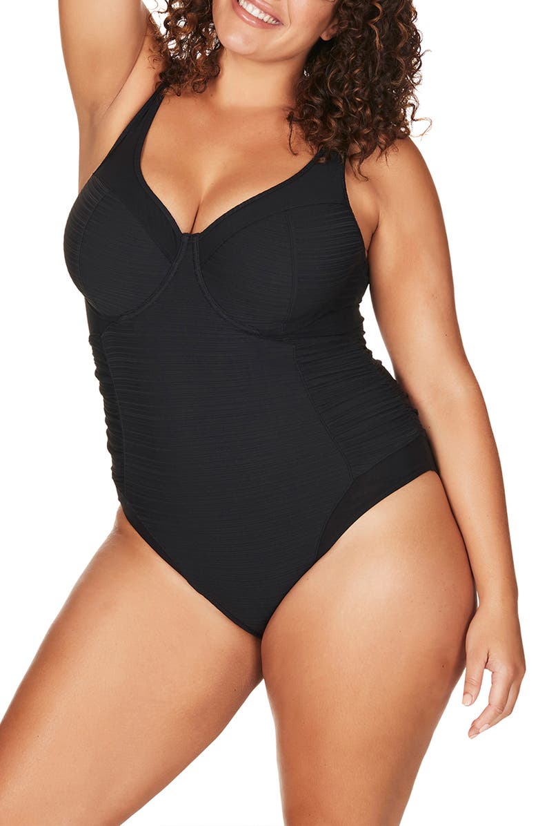 Artesands Aria Giotto D-, DD- & E-Cup Ruched One-Piece Swimsuit, Main, color, 