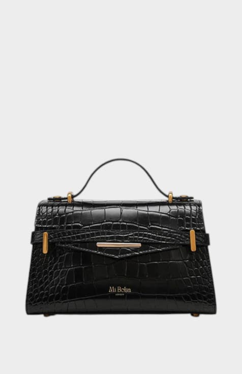 Mi Croc Embossed Leather Top Handle