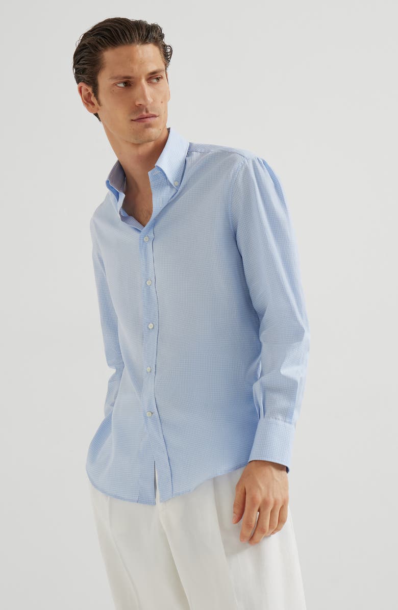 Brunello Cucinelli Button-down collar shirt, Alternate, color, Azure