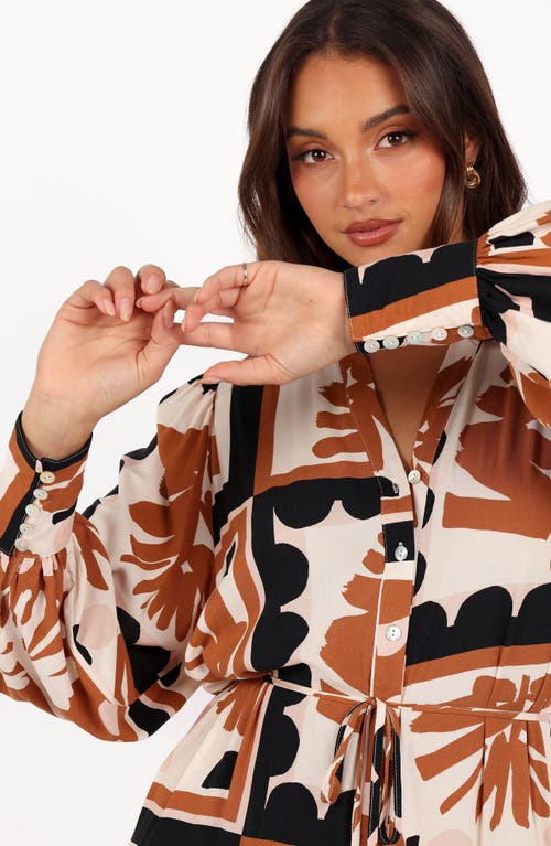 Petal And Pup Petal & Pup Jules Abstract Print Long Sleeve Maxi Shirtdress In Multi