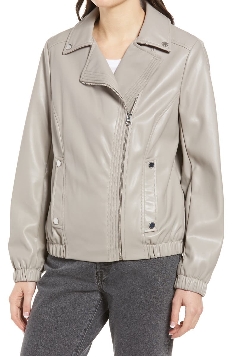 French Connection French Connectioon Asymmetrical Faux Leather Moto Jacket, Alternate, color, 