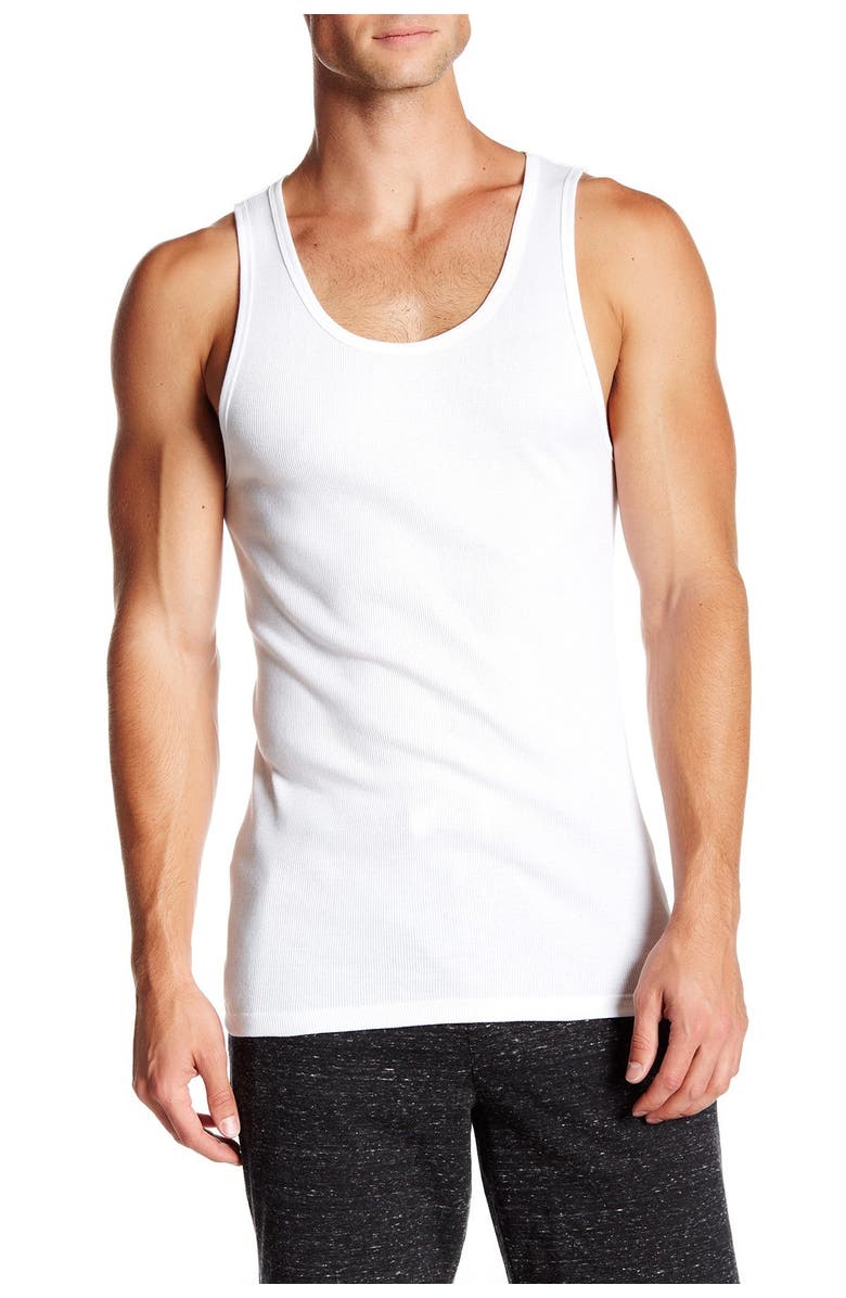 Calvin Klein 3-Pack Cotton Ribbed Tanks, Main, color, 100 White