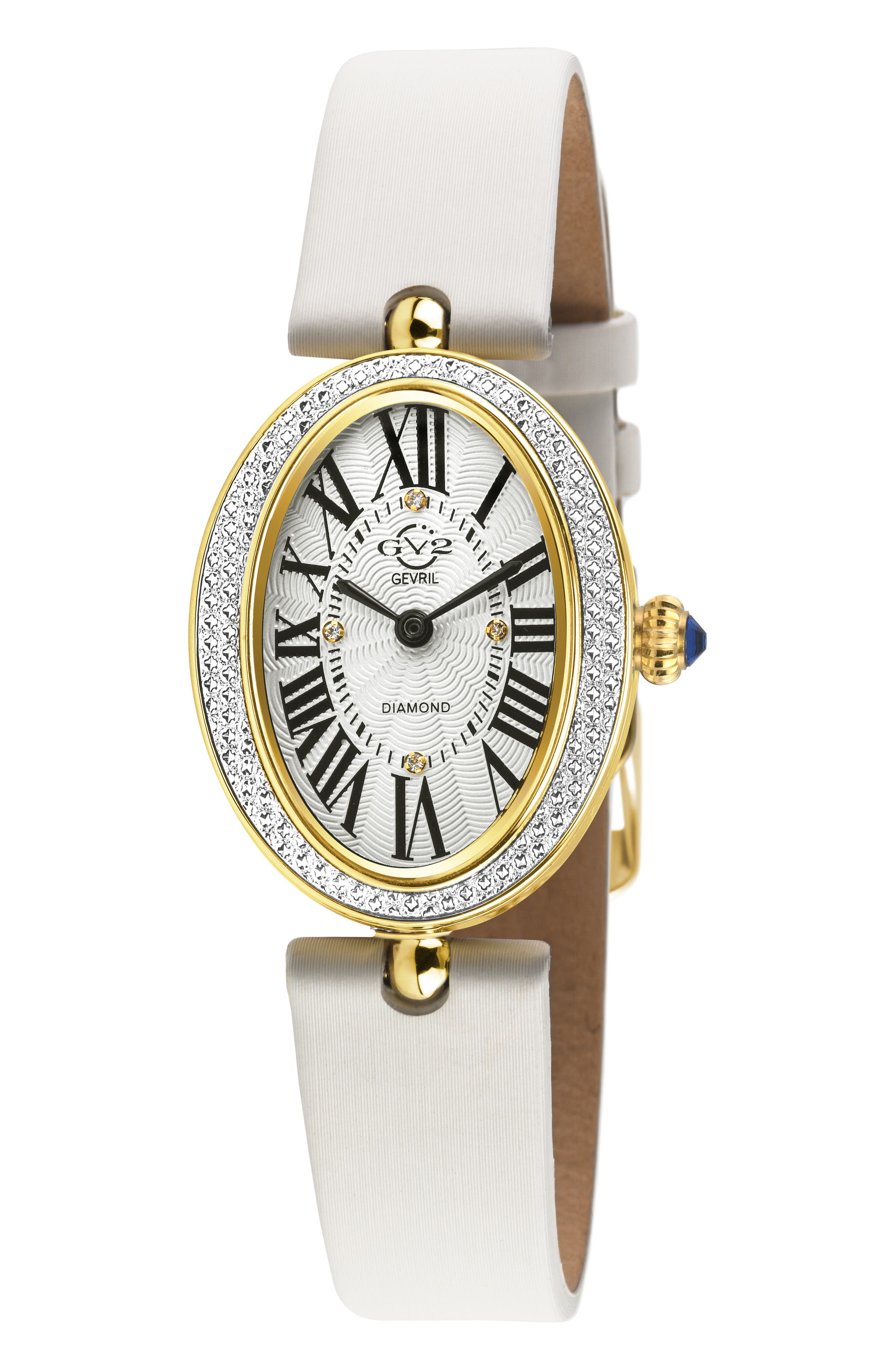 GV2 Piazza Navona Diamond Dial Leather Strap Watch, 29mm x 38mm