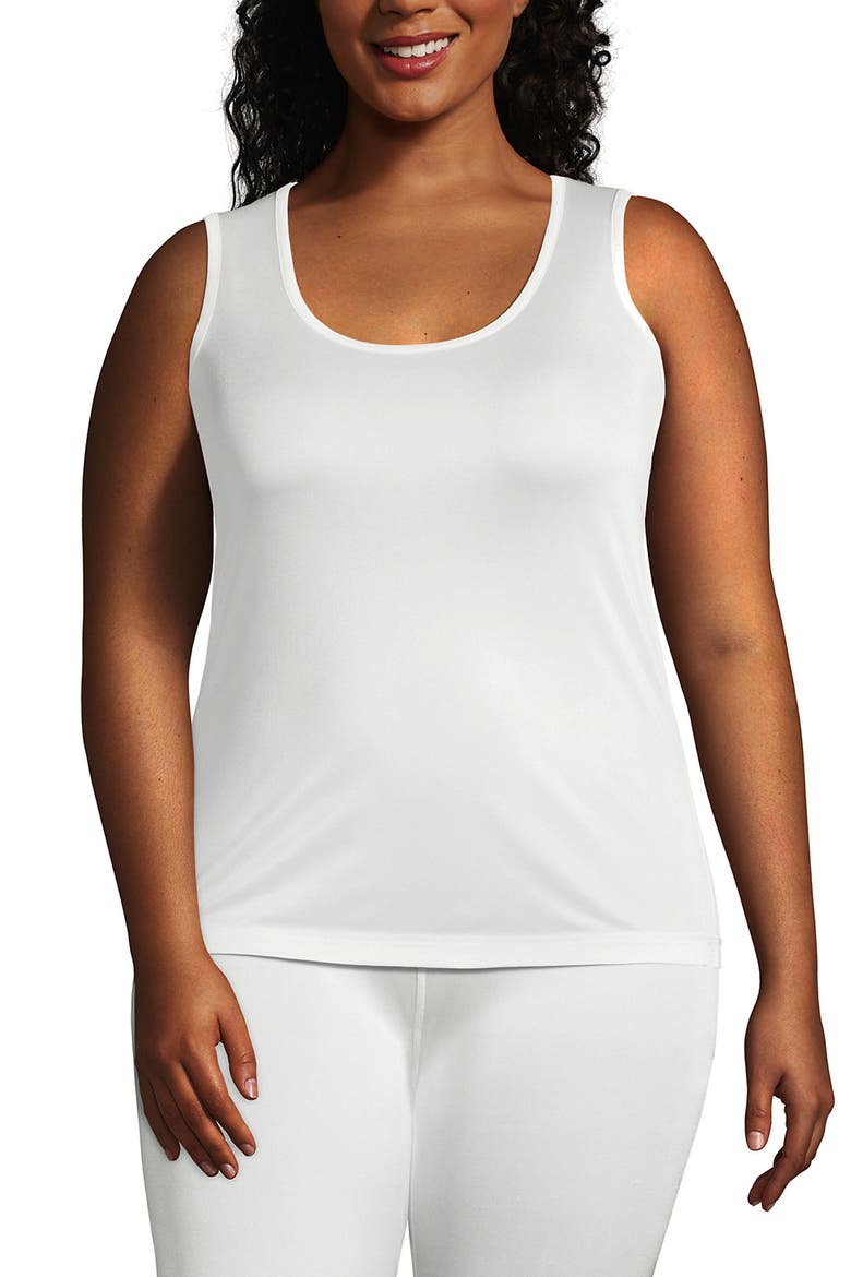 Petite Silk Interlock Thermal Long Underwear Base Layer Tank Top, Main, color, Ivory