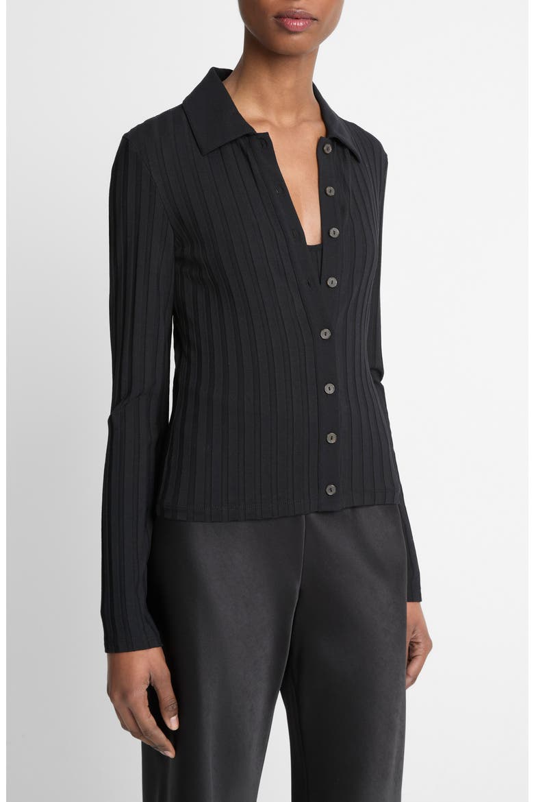 Collar Rib Cardigan, Alternate, color, BLACK