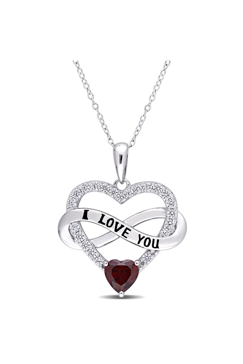 Color Zirconia Infinity Heart Necklace, Main, color, Red CZ