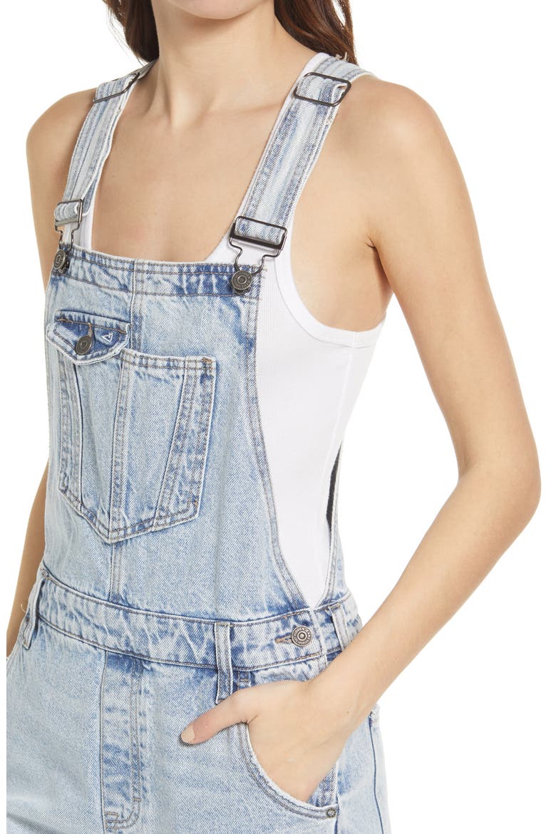 Boyfriend Ripped Denim Overalls, Alternate, color, LIGHT WASH