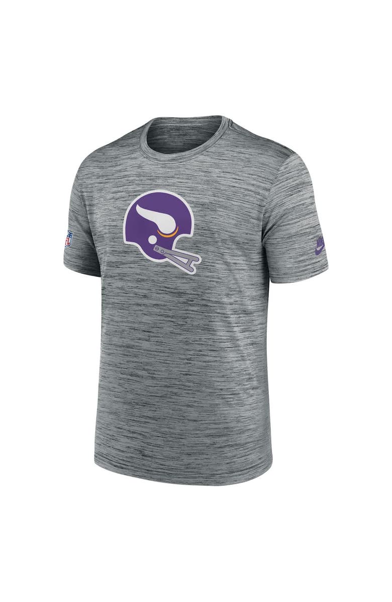 Nike Men's Nike Gray Minnesota Vikings Sideline Velocity Throwback Logo Performance T-Shirt, Alternate, color, Gray