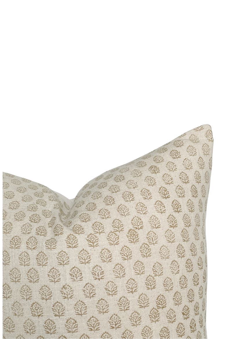 Paige Ivory Tan Floral Handblock Pillow Cover, Alternate, color, Ivory