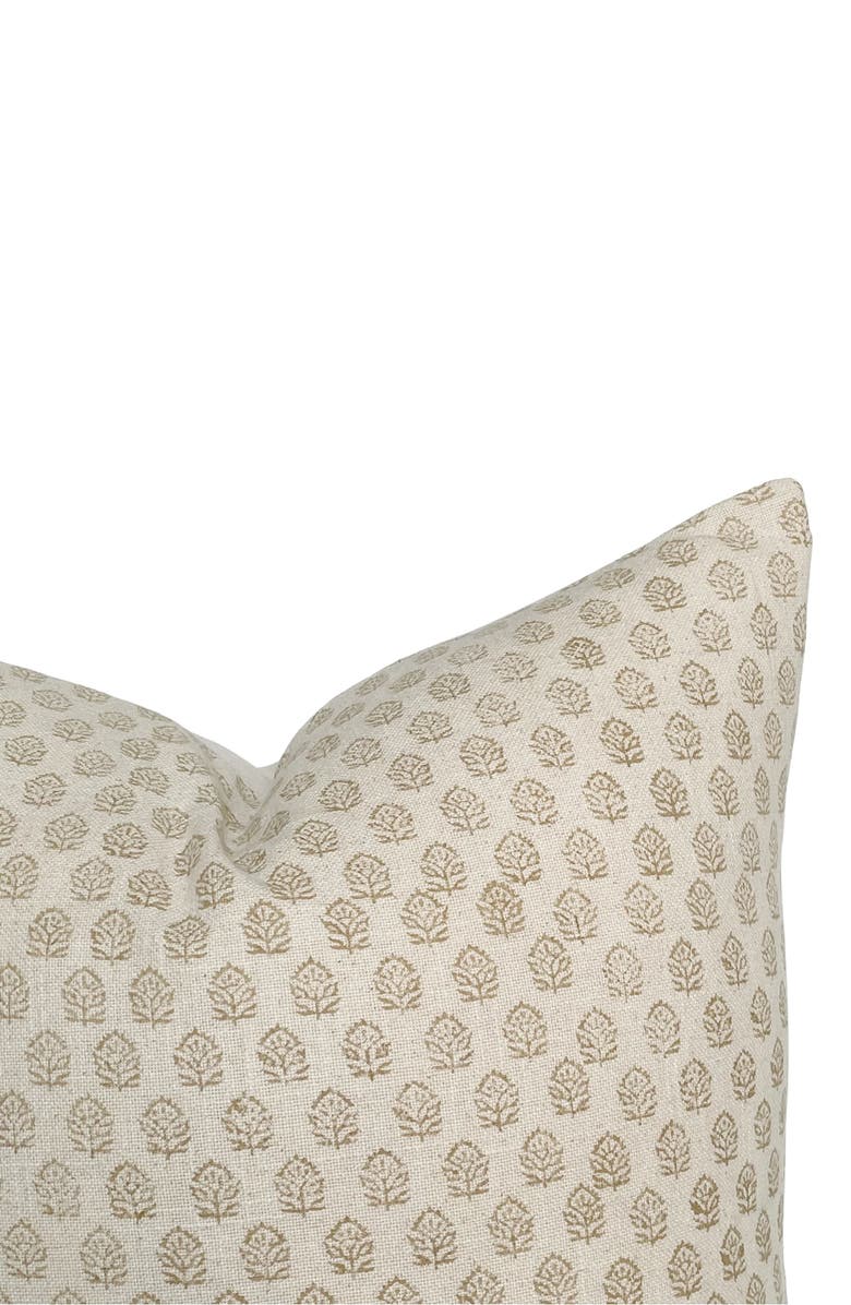 Linen & James Paige Ivory Tan Floral Handblock Pillow Cover, Alternate, color, Ivory
