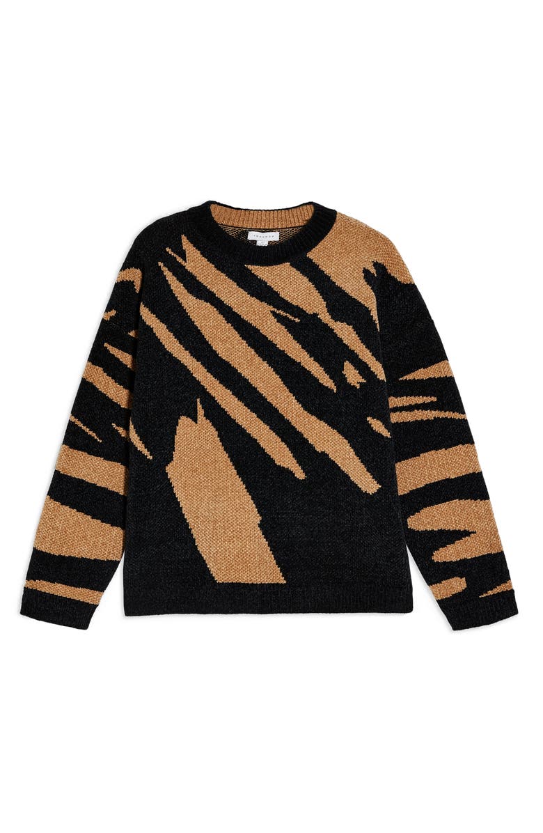 Topshop Abstract Stripe Chenille Sweater, Alternate, color, 