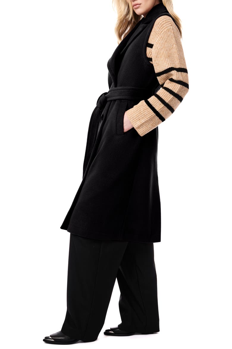 Double Breasted Longline Vest, Alternate, color, BLACK