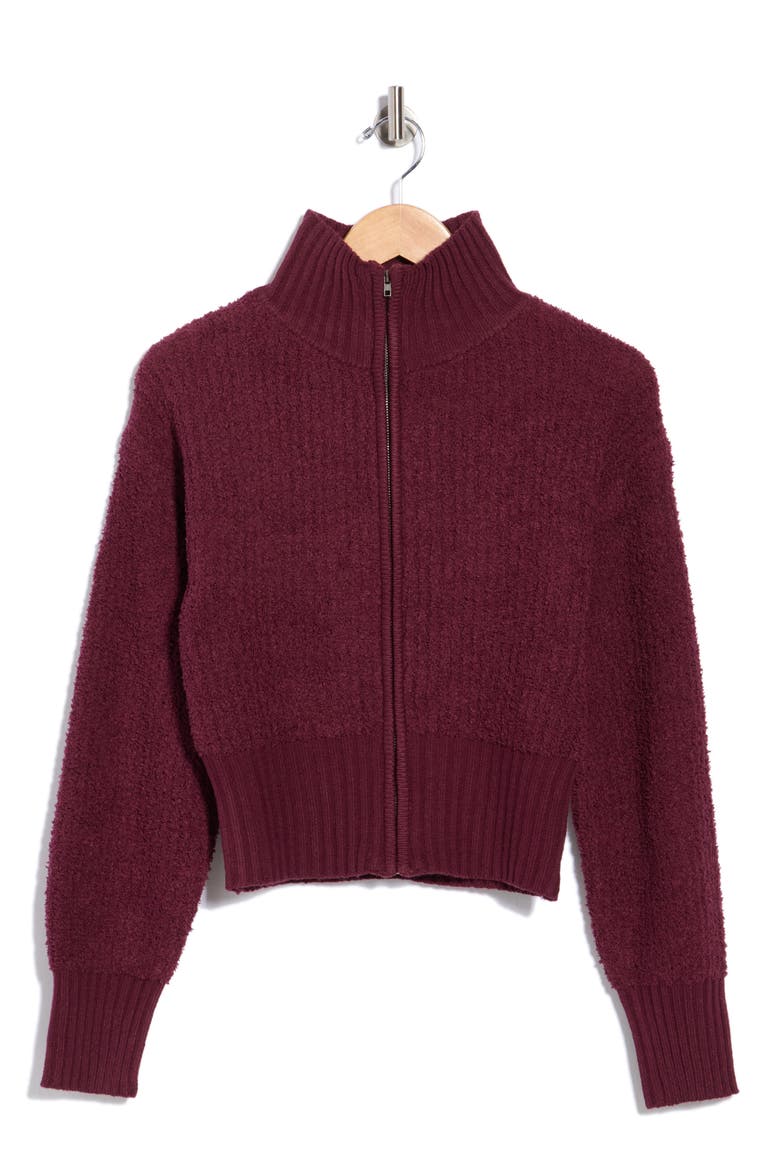 Teddy Zip Up Cardigan, Alternate, color, PLUM