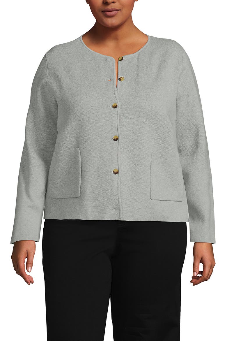 Plus Size Fine Gauge Cotton Milano Blazer Sweater, Main, color, Gray Heather