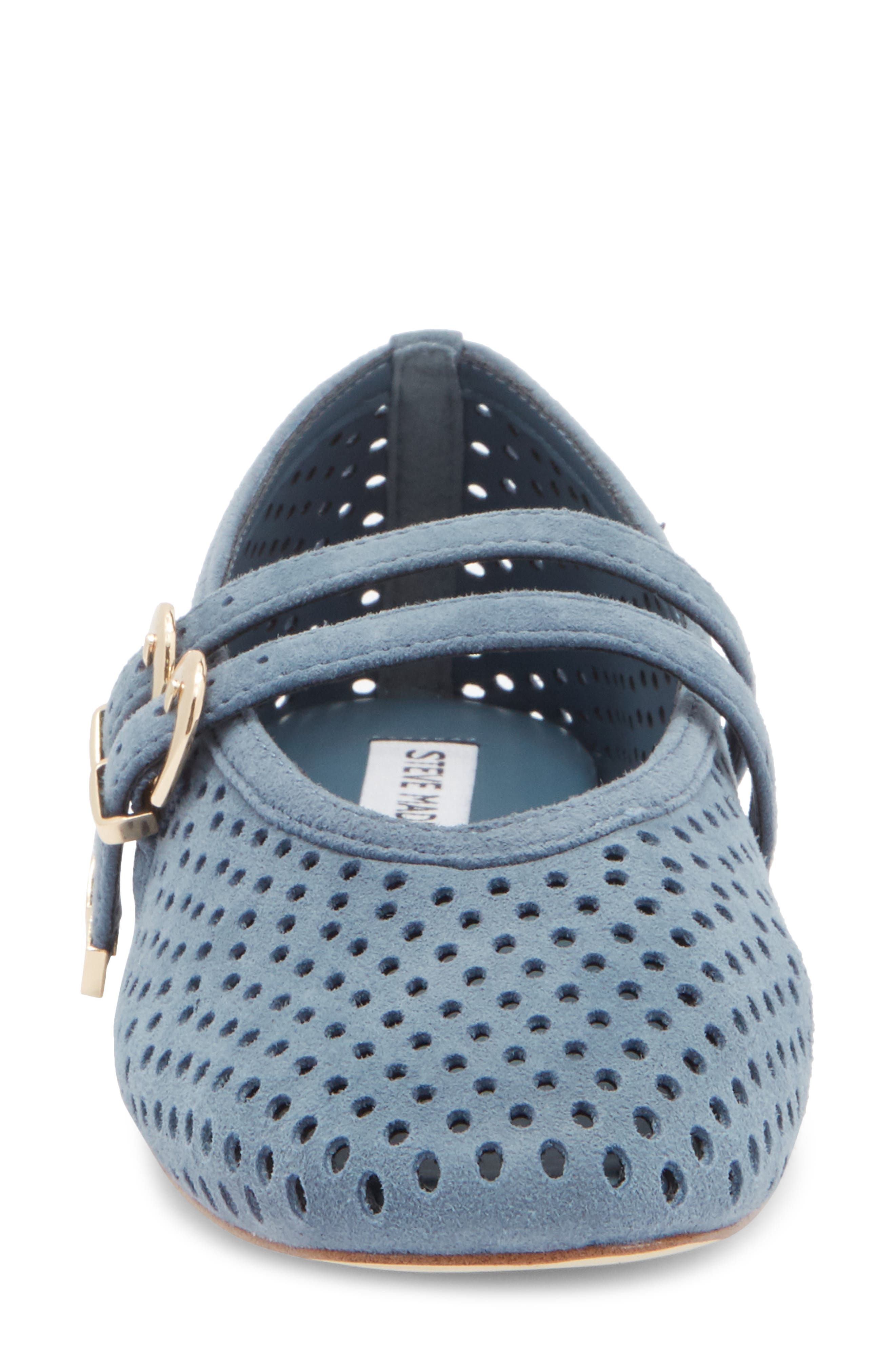 Lissa Perforated Mary Jane Flat, Alternate, color, BLUE SUEDE
