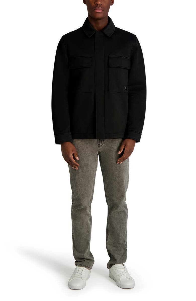 KARL LAGERFELD Twill Shirt Jacket, Alternate, color, Black