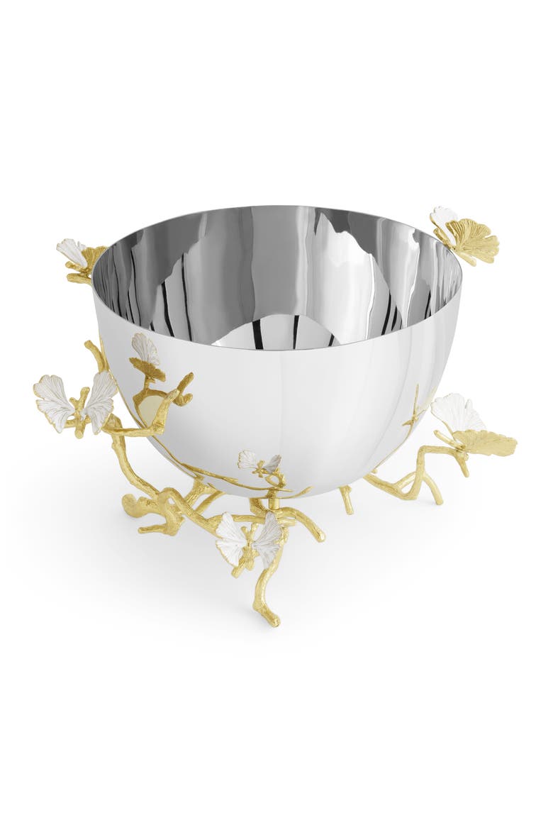 Butterfly Ginkgo Serving Bowl, Alternate, color, GOLD/ SILVER