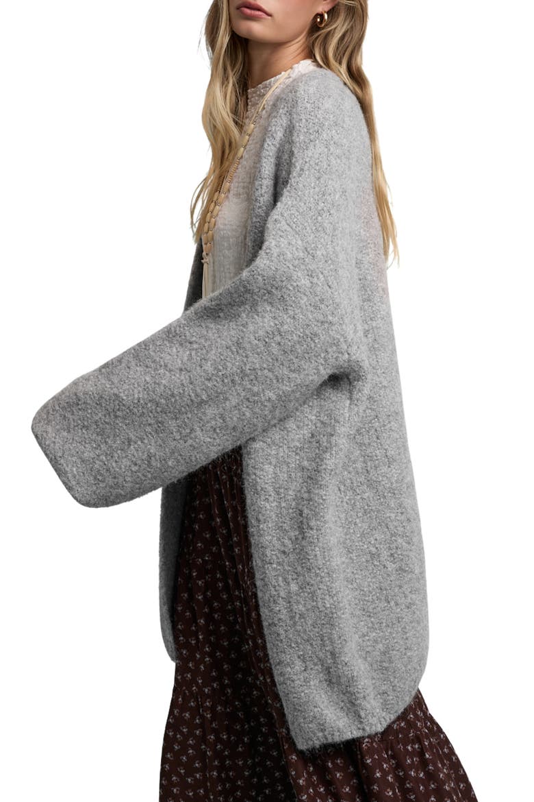 Oversized Brushed Cardigan, Alternate, color, GREY