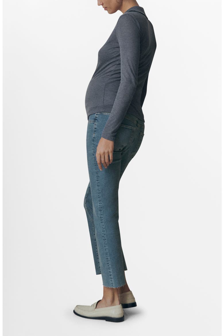 Over the Bump Raw Hem Crop Flare Maternity Jeans, Alternate, color, MEDIUM BLUE