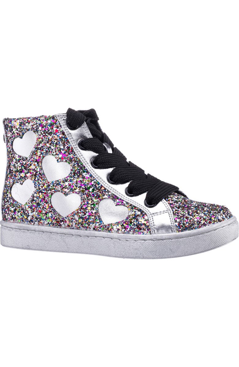 Nina Kids' Philis High Top Sneaker, Main, color, Silver Glitter Multi