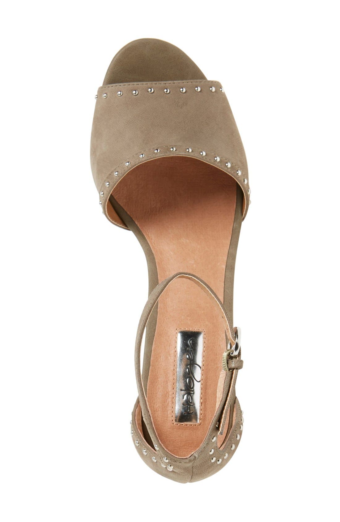 'Louise' Studded Wedge Sandal, Alternate, color, MUSHROOM NUBUCK LEATHER