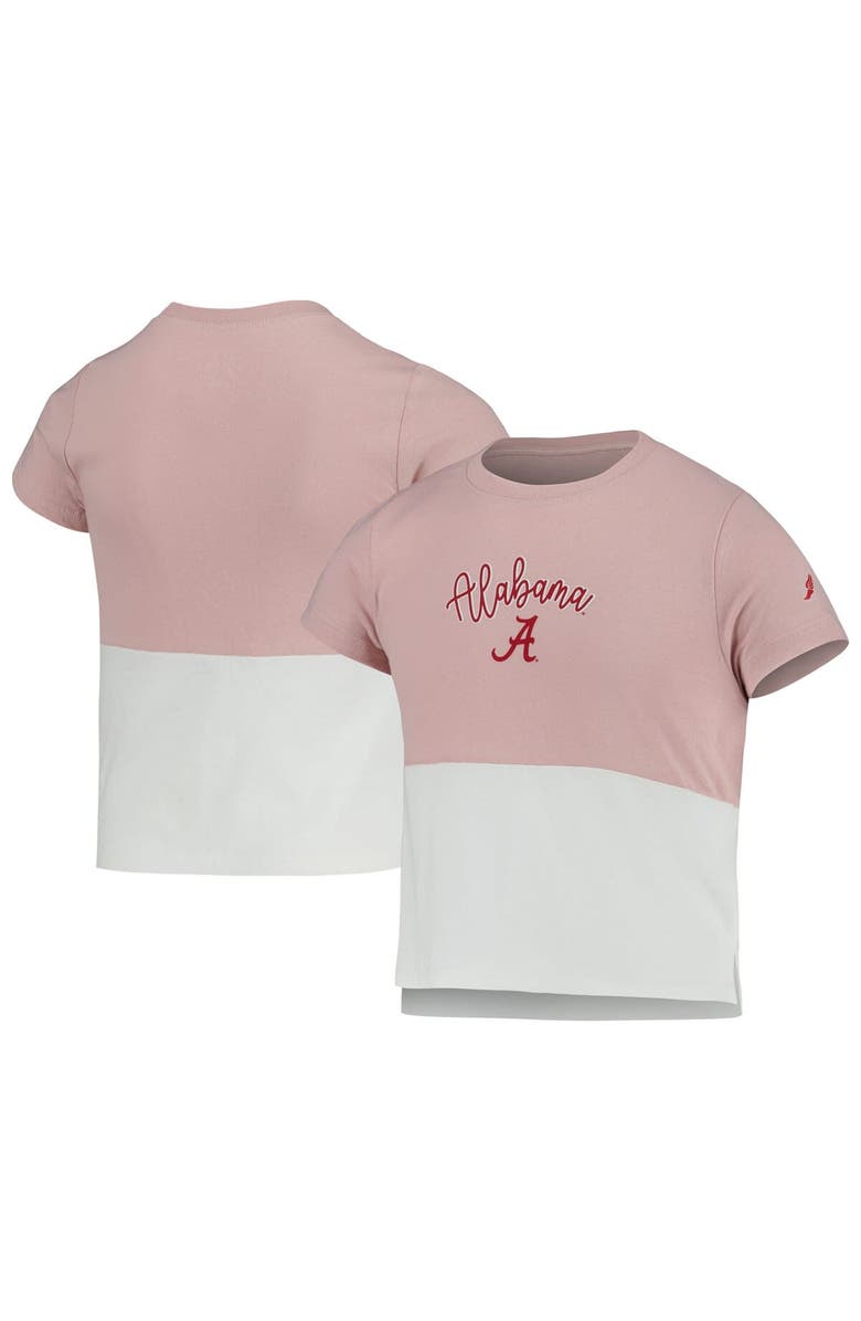 LEAGUE COLLEGIATE WEAR Girls Youth League Collegiate Wear Pink/White Alabama Crimson Tide Colorblocked T-Shirt, Main, color, 
