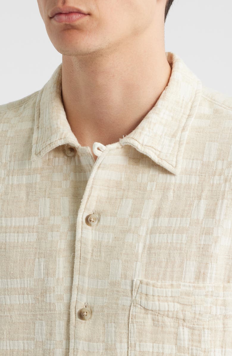 Treasure & Bond Jacquard Cotton Blend Camp Shirt, Alternate, color, Beige Pearled
