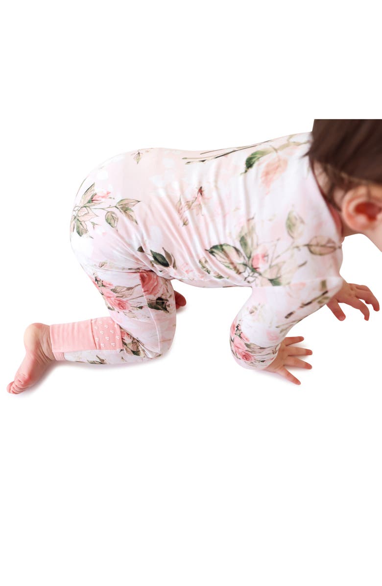 Posh Peanut Vintage Pink Rose Fitted Convertible Footie Pajamas, Alternate, color, Light/ Pastel Pink