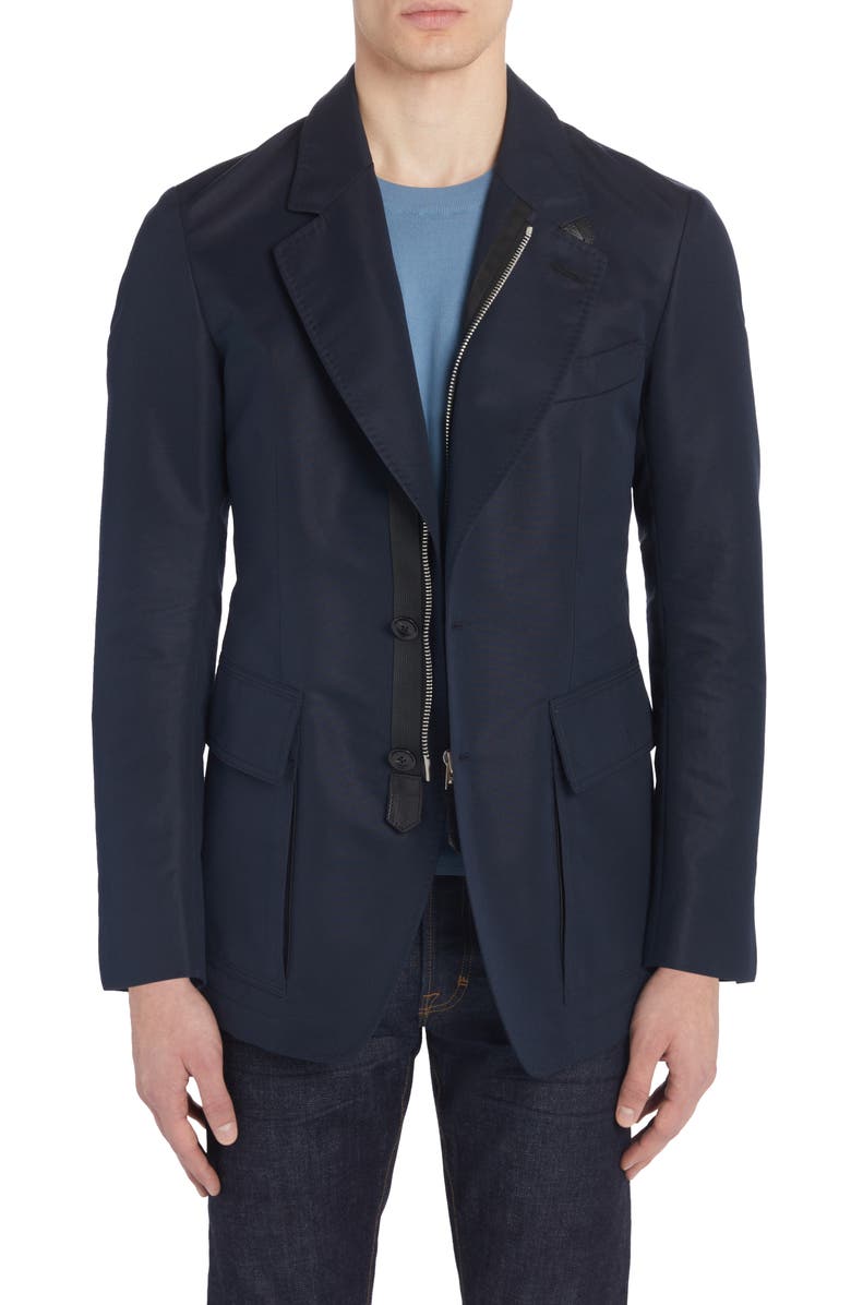 TOM FORD Zip-Up Sartorial Jacket, Main, color, Navy