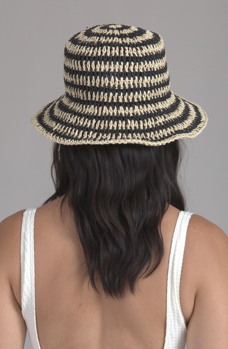 Eugenia Kim Jonah Stripe Packable Straw Bucket Sun Hat, Alternate, color, Natural/ Black