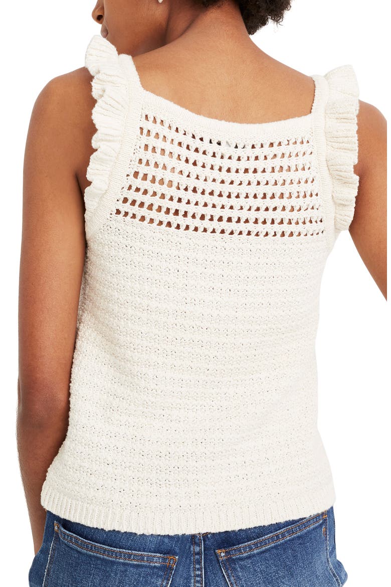 Ruffle Crochet Sweater Tank, Alternate, color, MARLED VANILLA
