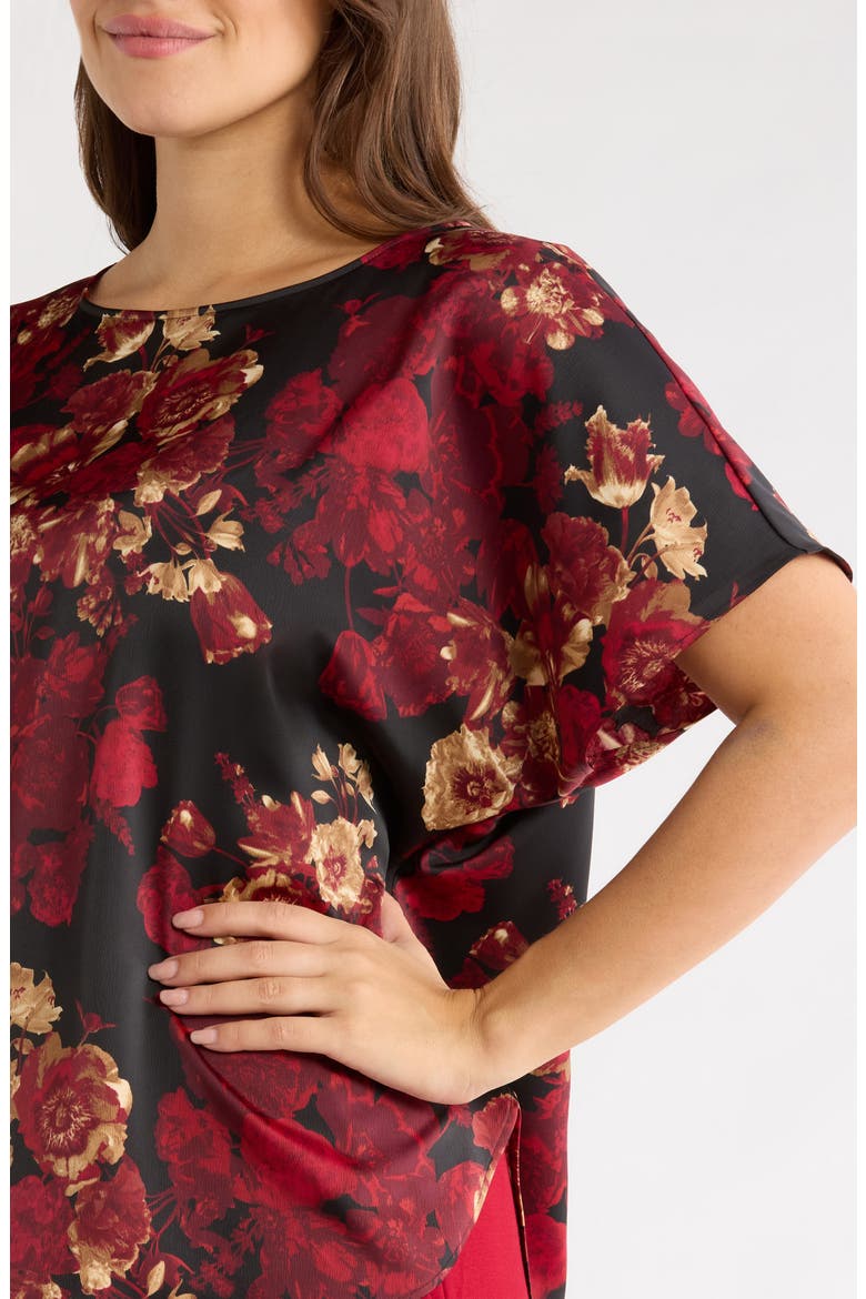 Bateau Neck Short Sleeve Top, Alternate, color, TITIAN RED MULTI
