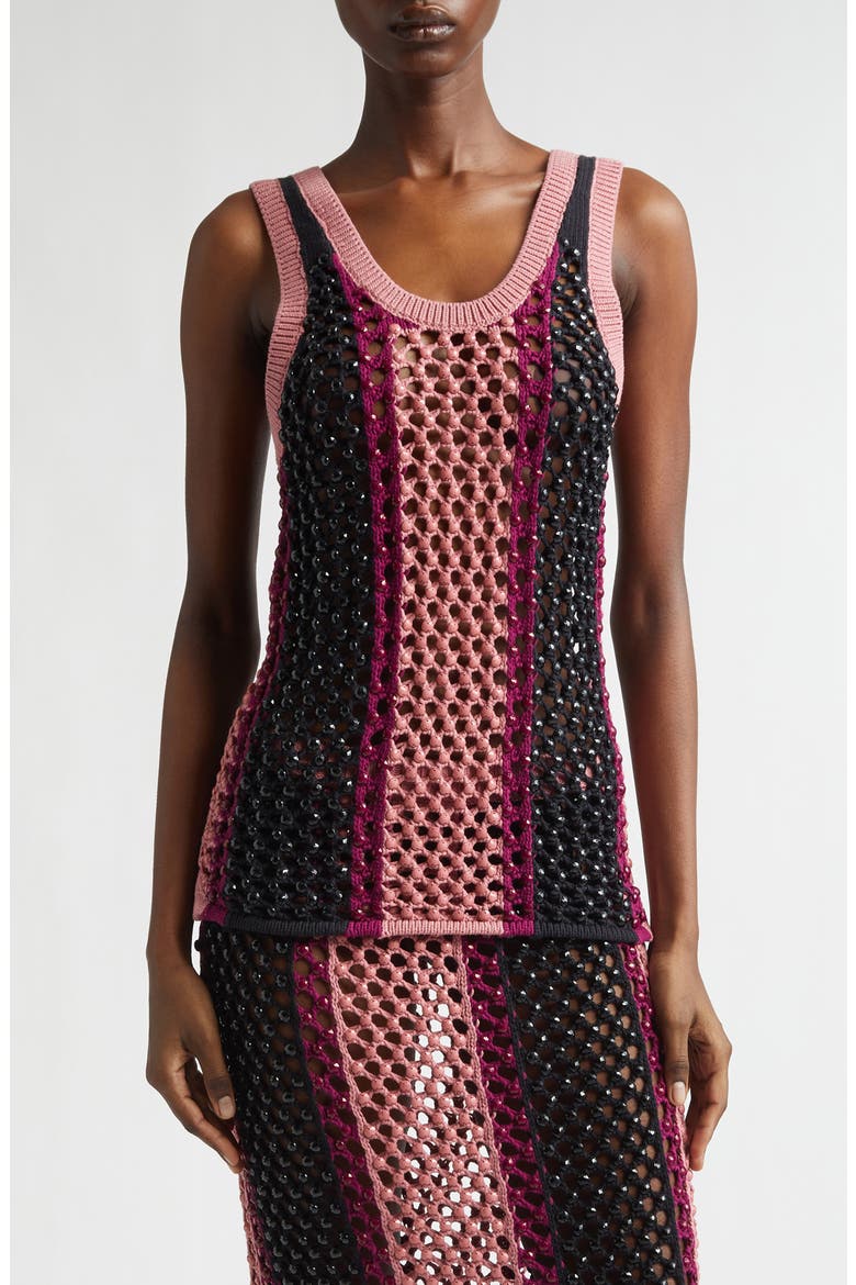 Dennis Marina Embellished Sweater Tank, Main, color, GUAVA MULTI