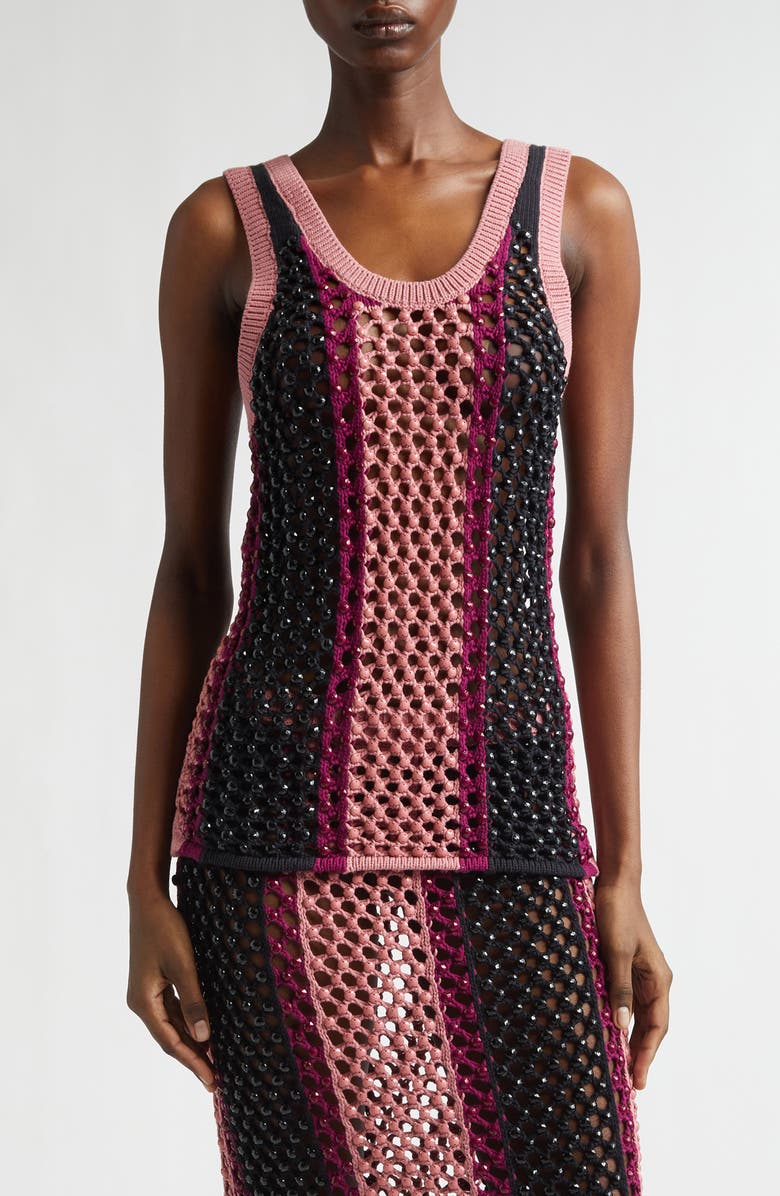 Diotima Dennis Marina Embellished Sweater Tank, Main, color, Guava Multi