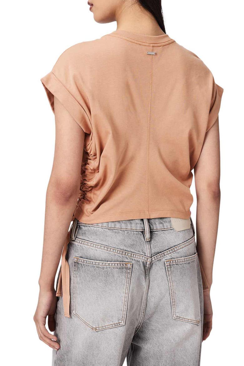 Mira Cinched Side Satin T-Shirt, Alternate, color, TUSCAN PINK