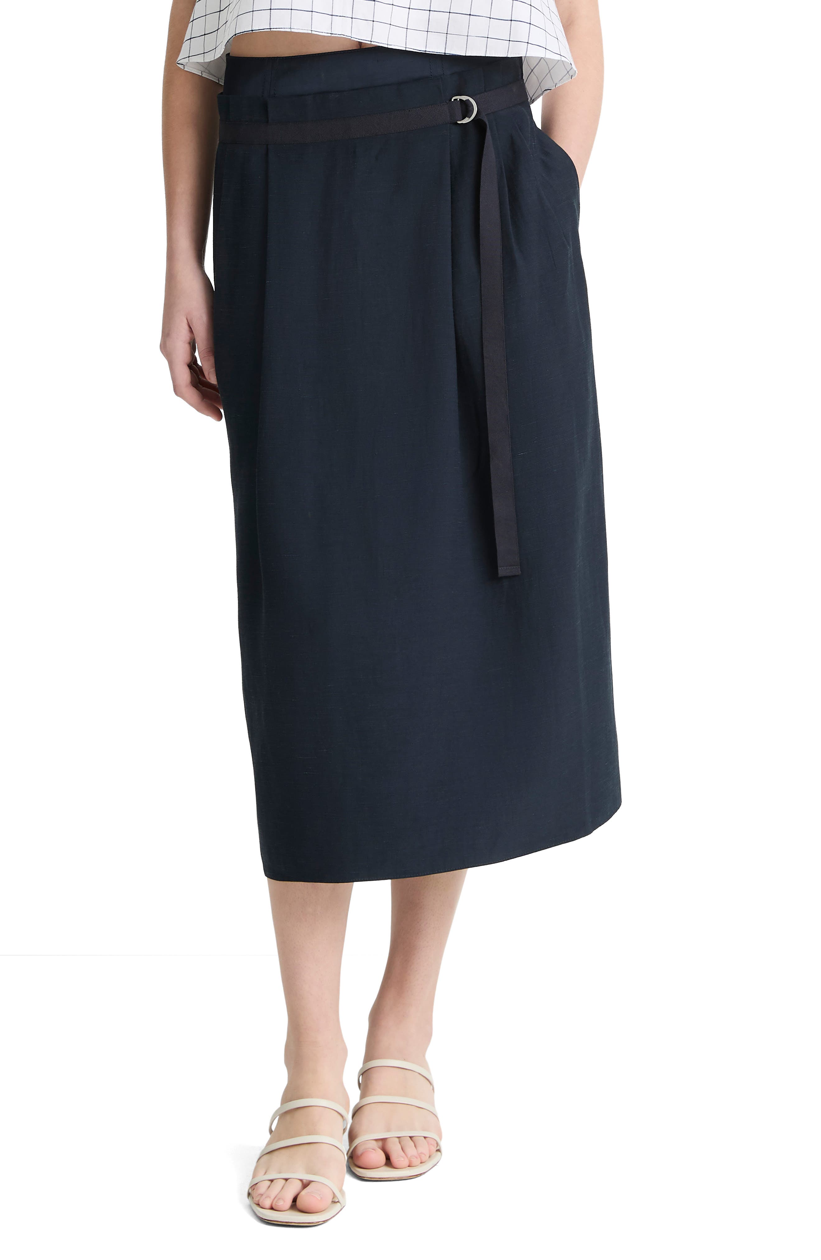 Vince Belted Midi Skirt