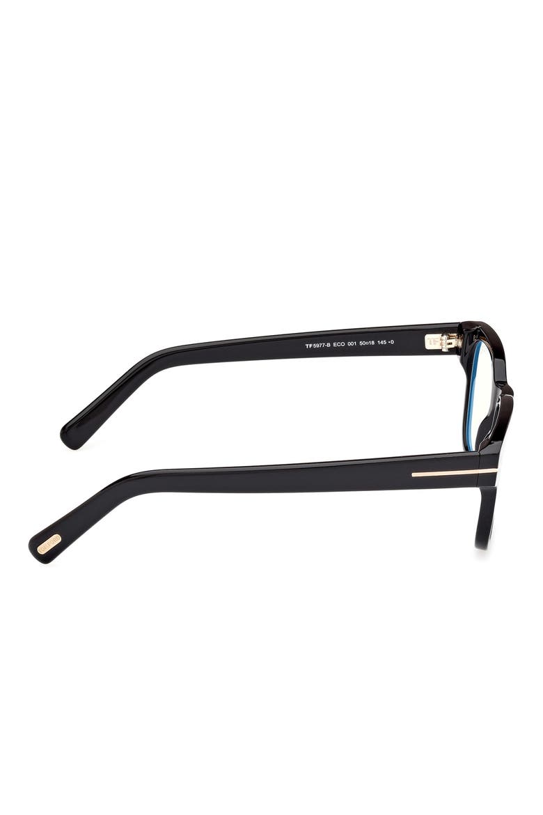 50mm Square Blue Light Blocking Glasses, Alternate, color, BLACK ECO / T LOGO