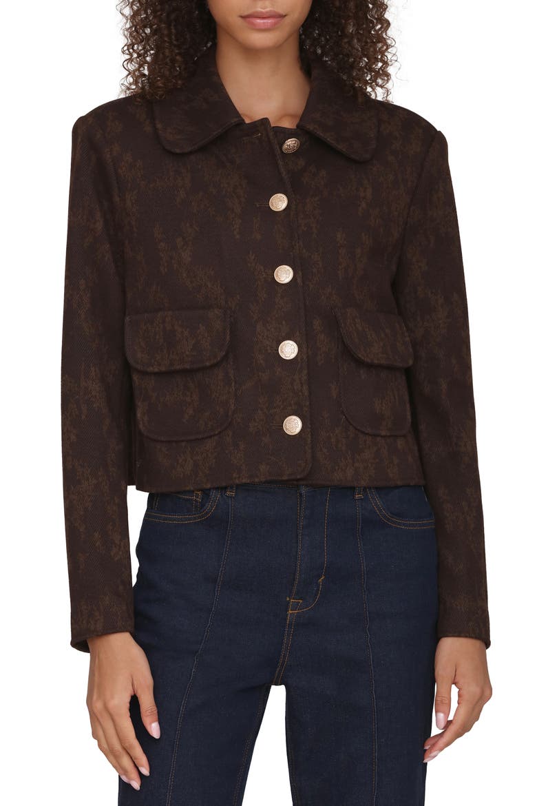 Floral Jacquard Crop Jacket, Main, color, BITTER FLORAL