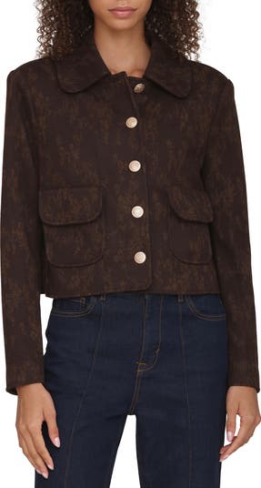 Floral Jacquard Crop Jacket