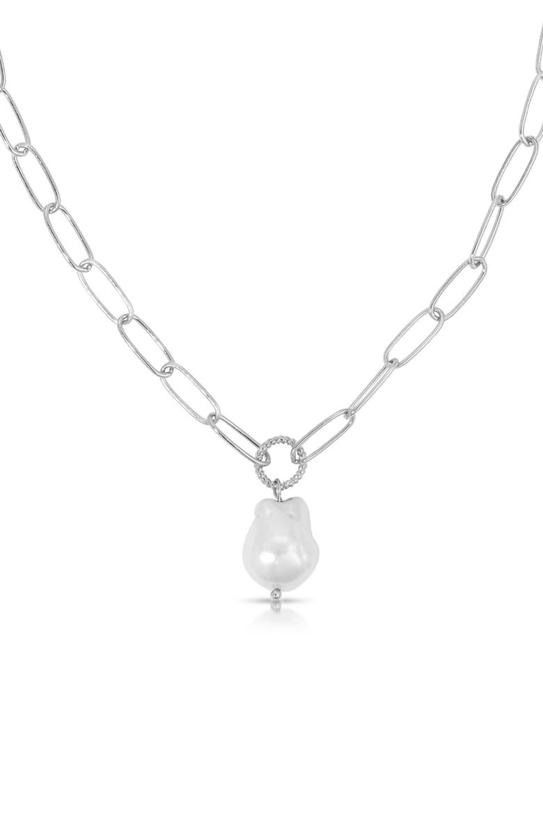 Ettika Freshwater Pearl Pendant Necklace, Alternate, color, Silver