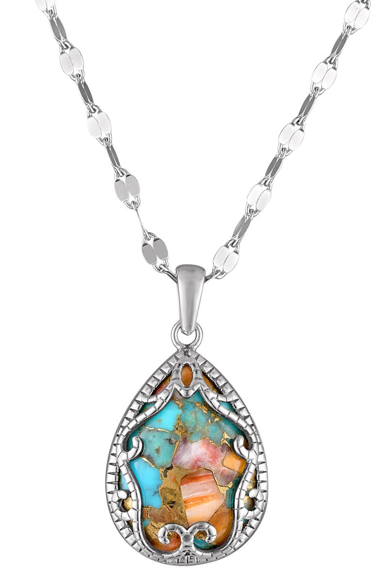 FZN Turquoise Pendant Necklace, Main, color, White