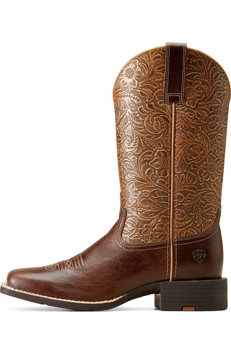 Ariat Round Up Wide Square Toe Western Boot, Alternate, color, Brown