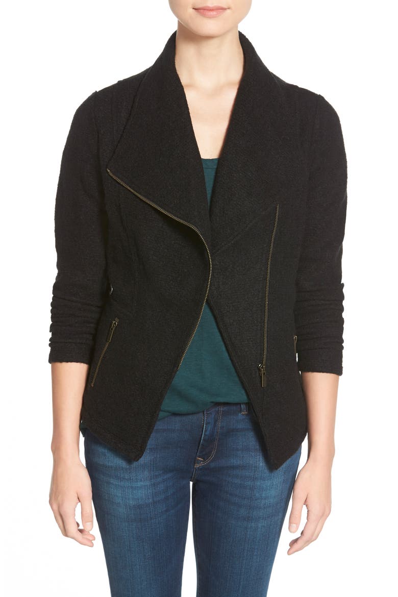 Knit Moto Jacket, Main, color, BLACK
