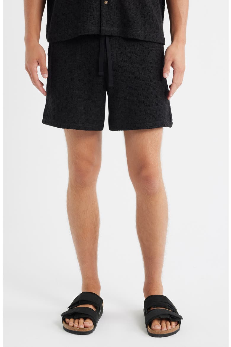 Gregory Basket Weave Knit Drawstring Shorts, Main, color, BLACK