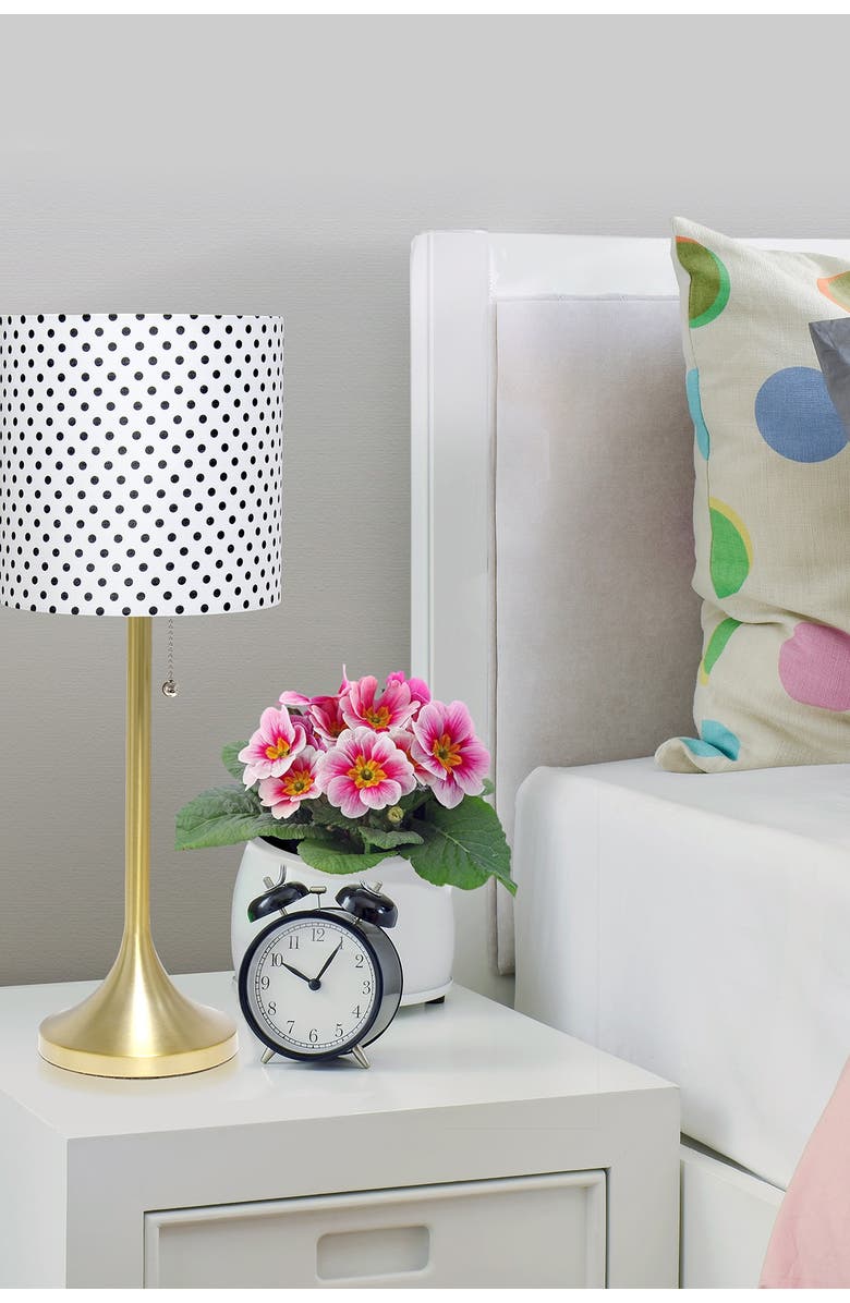 LALIA HOME Gold Tapered Table Lamp with Polka Dot Fabric Drum Shade, Alternate, color,
