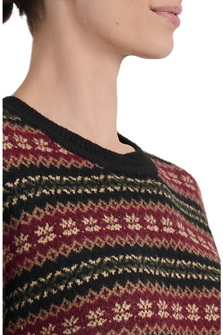Fair Isle Crewneck Sweater, Alternate, color, CLASSIC WINE MULTI