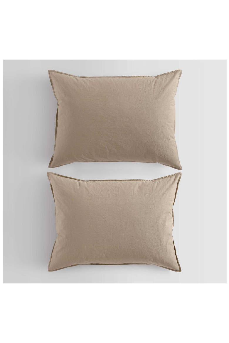 Washed Percale Comforter & Shams Set, Alternate, color, BROWN